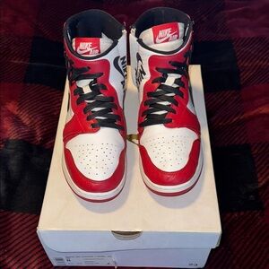Nike Air Jordan 1 **Rare**Red and White Womens Sneakers